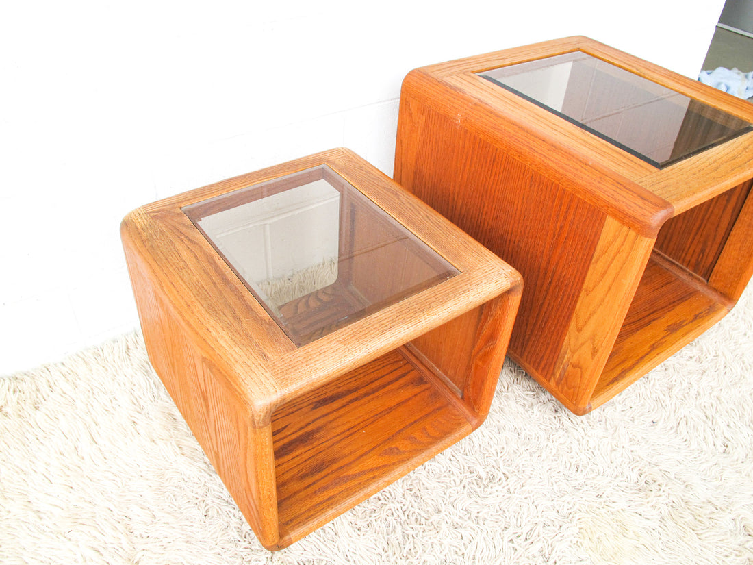 Bent Oak Wood 1970's/ 1980's End Table - Two Sizes Available and Sold Individually