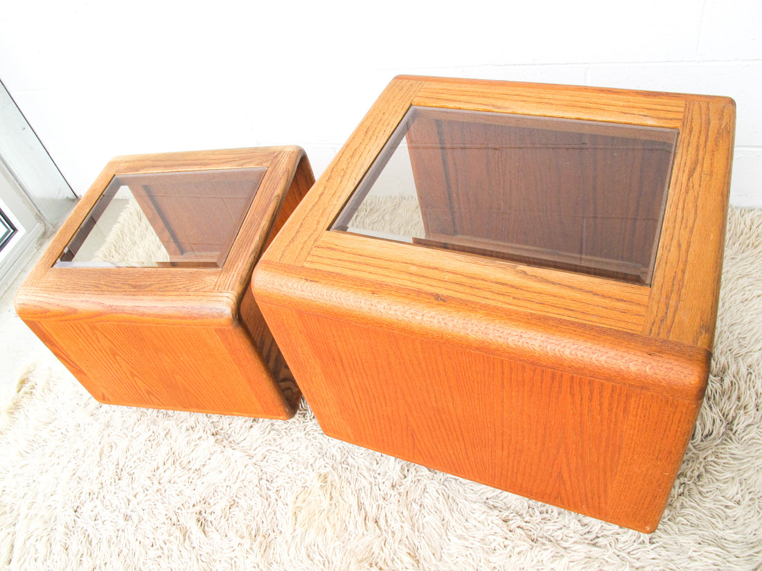 Bent Oak Wood 1970's/ 1980's End Table - Two Sizes Available and Sold Individually