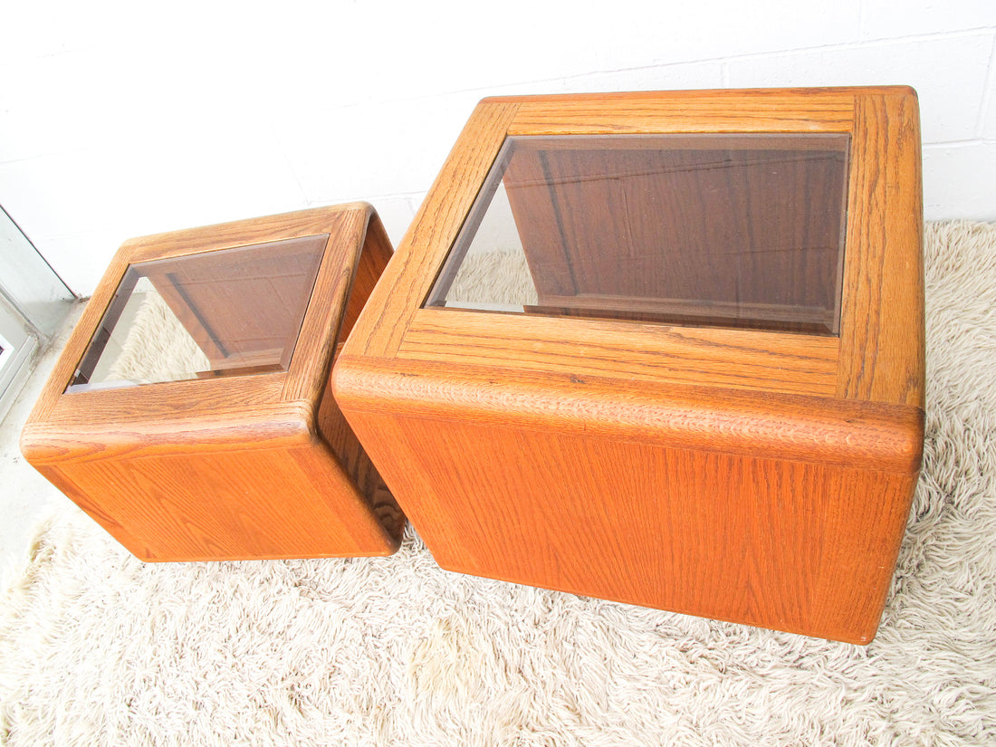 Bent Oak Wood 1970's/ 1980's End Table - Two Sizes Available and Sold Individually