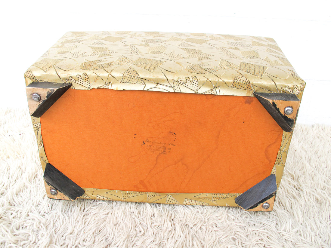 Gold Vinyl Sewing Bench Storage 1940's Art Deco