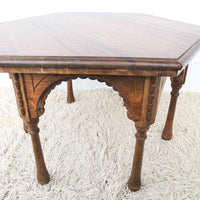 Hexagon Moroccan Indian Carved Wood Coffee Table