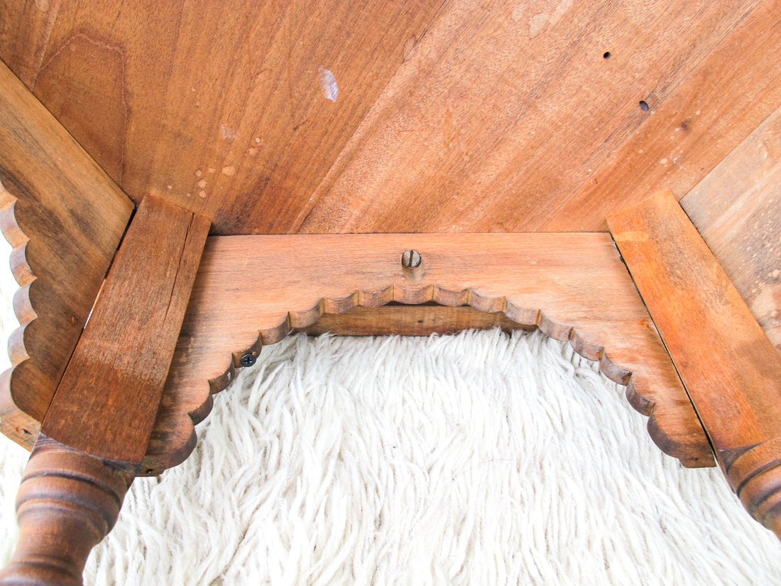 Hexagon Moroccan Indian Carved Wood Coffee Table