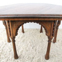 Hexagon Moroccan Indian Carved Wood Coffee Table