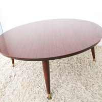 Midcentury Veneer Round Coffee Table with 4 legs