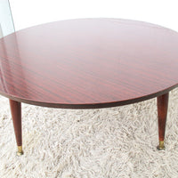 Midcentury Veneer Round Coffee Table with 4 legs