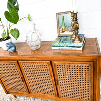 Oak and Cane Front Wood Credenza by Universal Furniture Industries