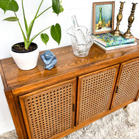 Oak and Cane Front Wood Credenza by Universal Furniture Industries
