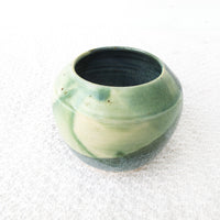 Vintage Studio Pottery Green and Cream Swirl Glaze