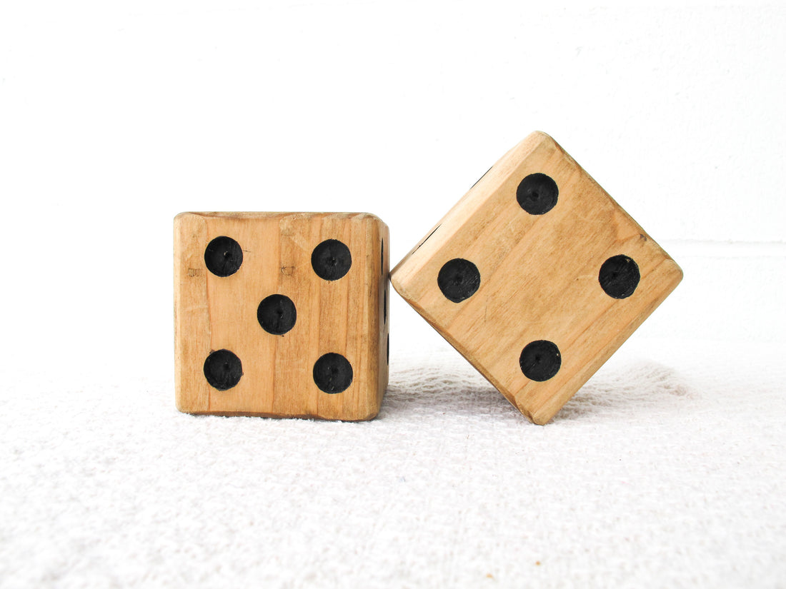 Pair of Large Wooden Vintage Dice