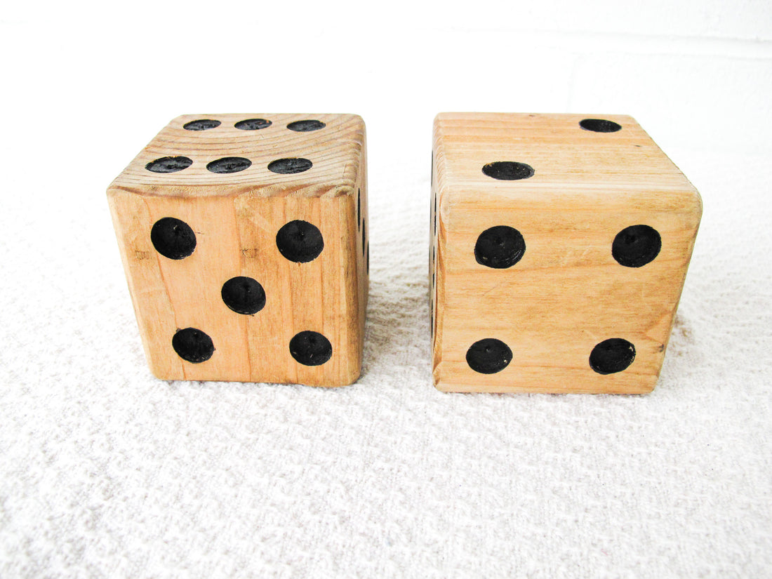 Pair of Large Wooden Vintage Dice