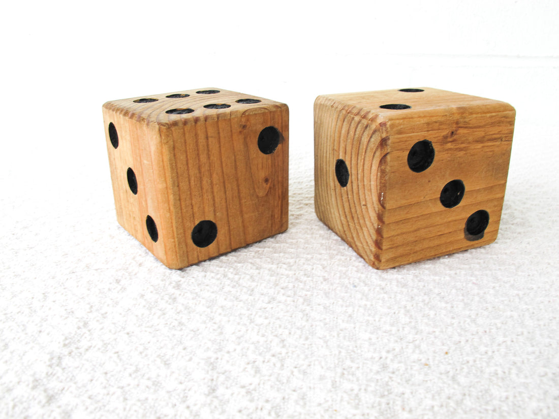 Pair of Large Wooden Vintage Dice