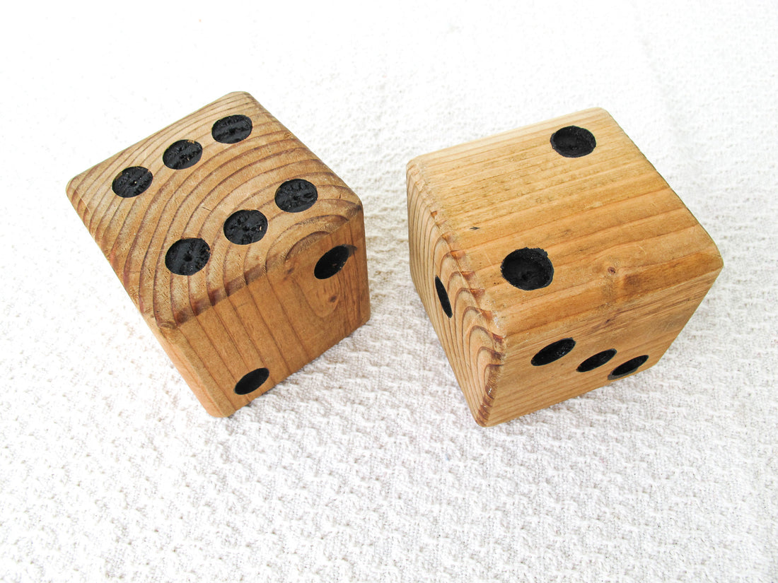 Pair of Large Wooden Vintage Dice