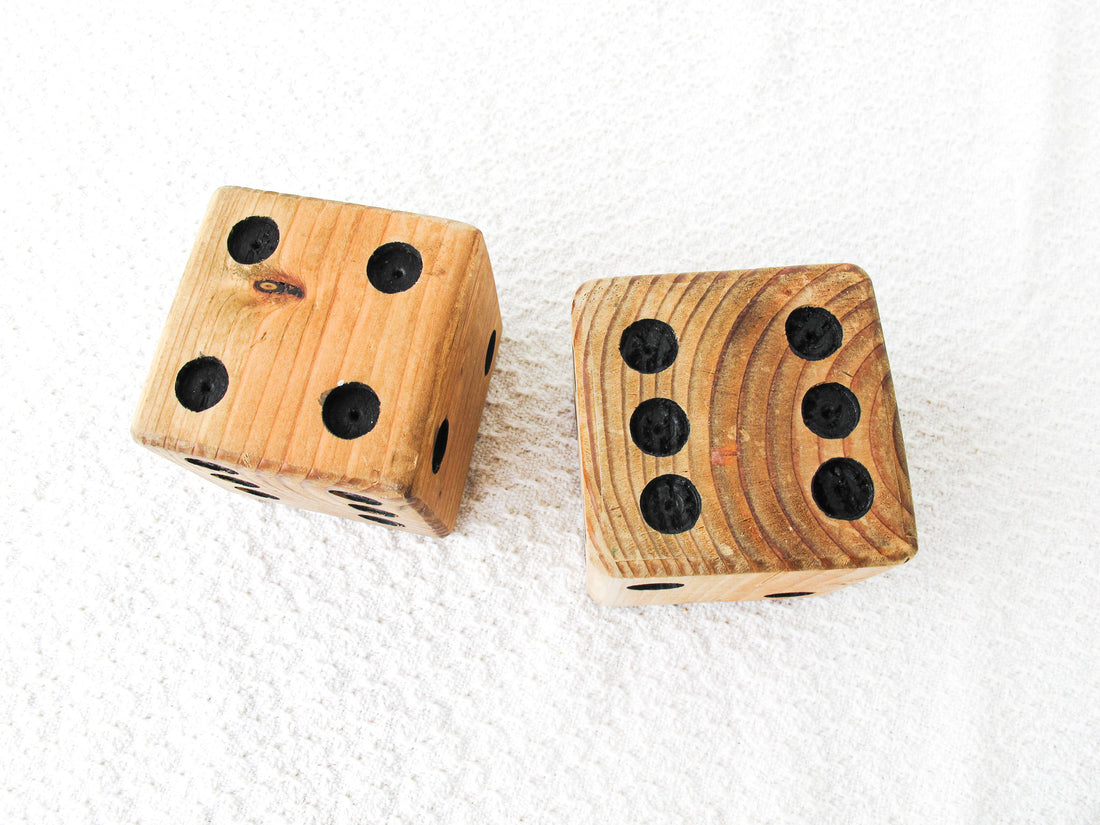 Pair of Large Wooden Vintage Dice