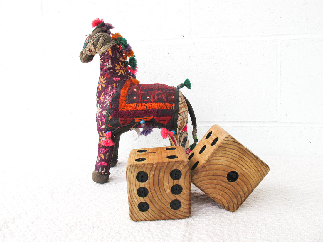 Pair of Large Wooden Vintage Dice