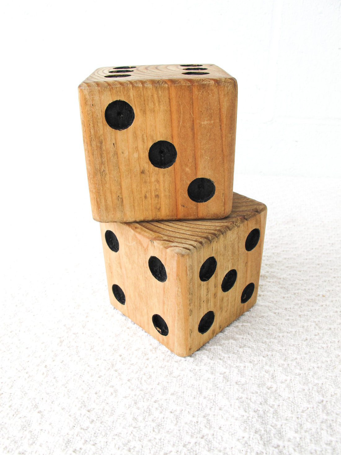 Pair of Large Wooden Vintage Dice