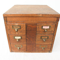 Wood File Card Cabinet with 6 Drawers