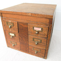 Wood File Card Cabinet with 6 Drawers