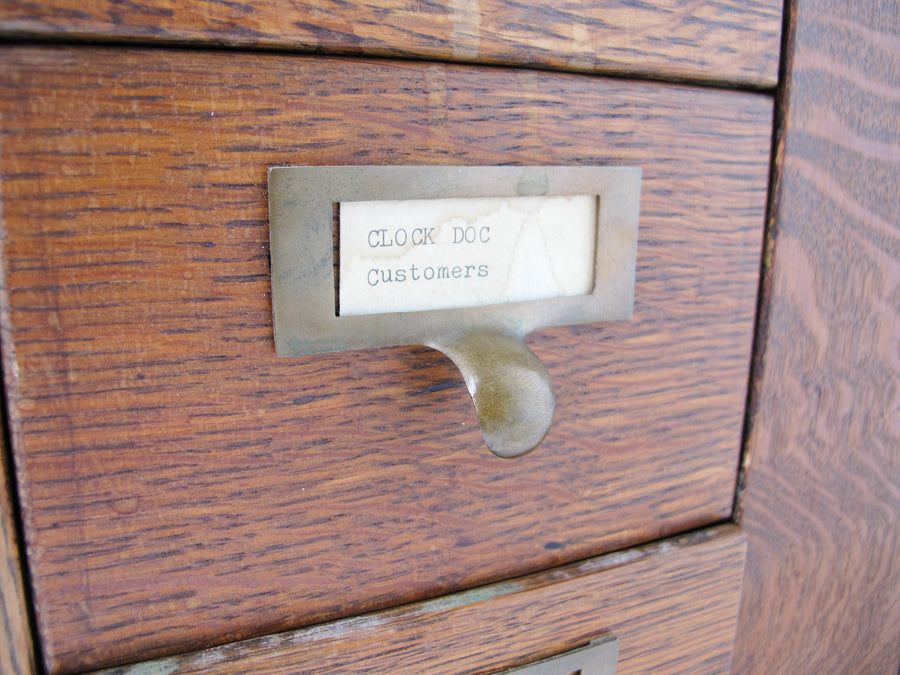 Wood File Card Cabinet with 6 Drawers