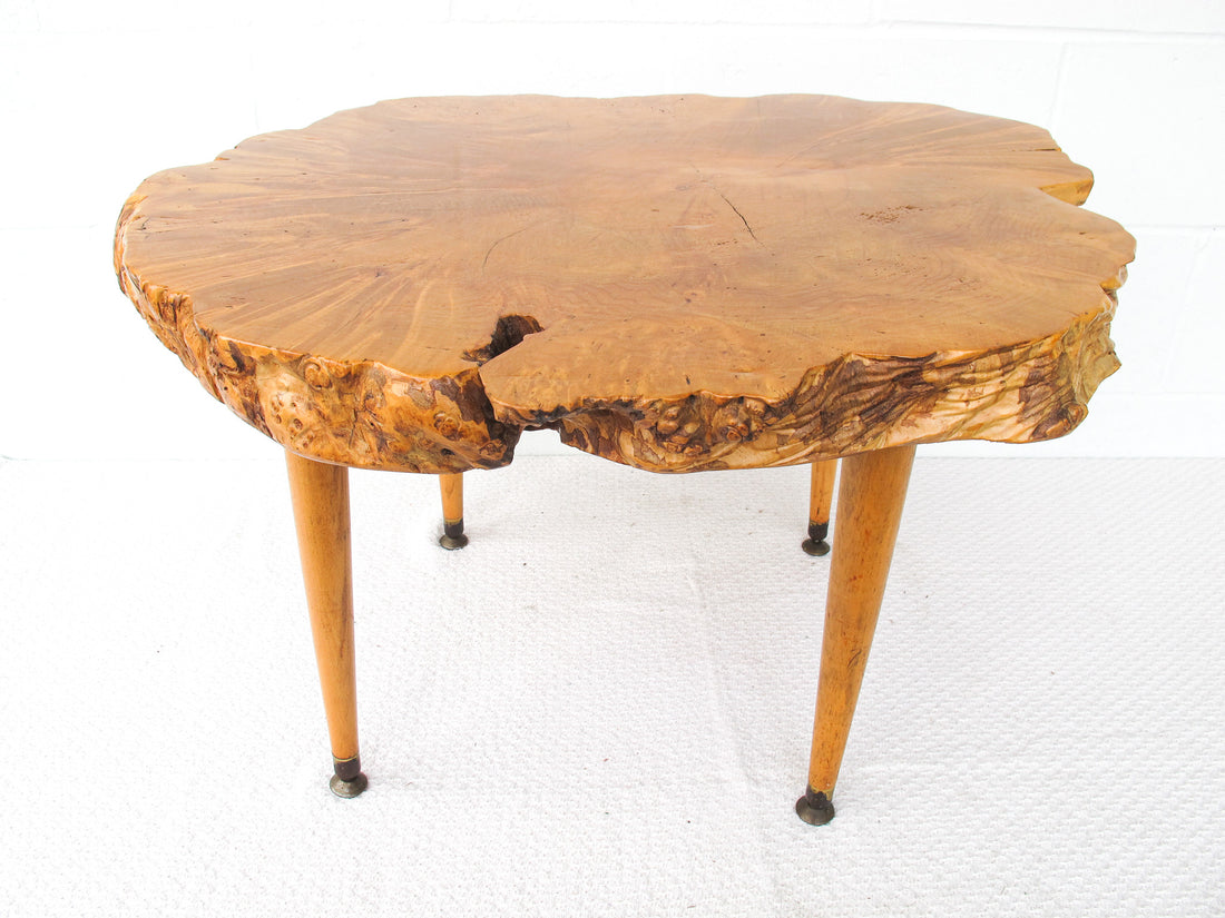 Midcentury Wood Slab Coffee Table