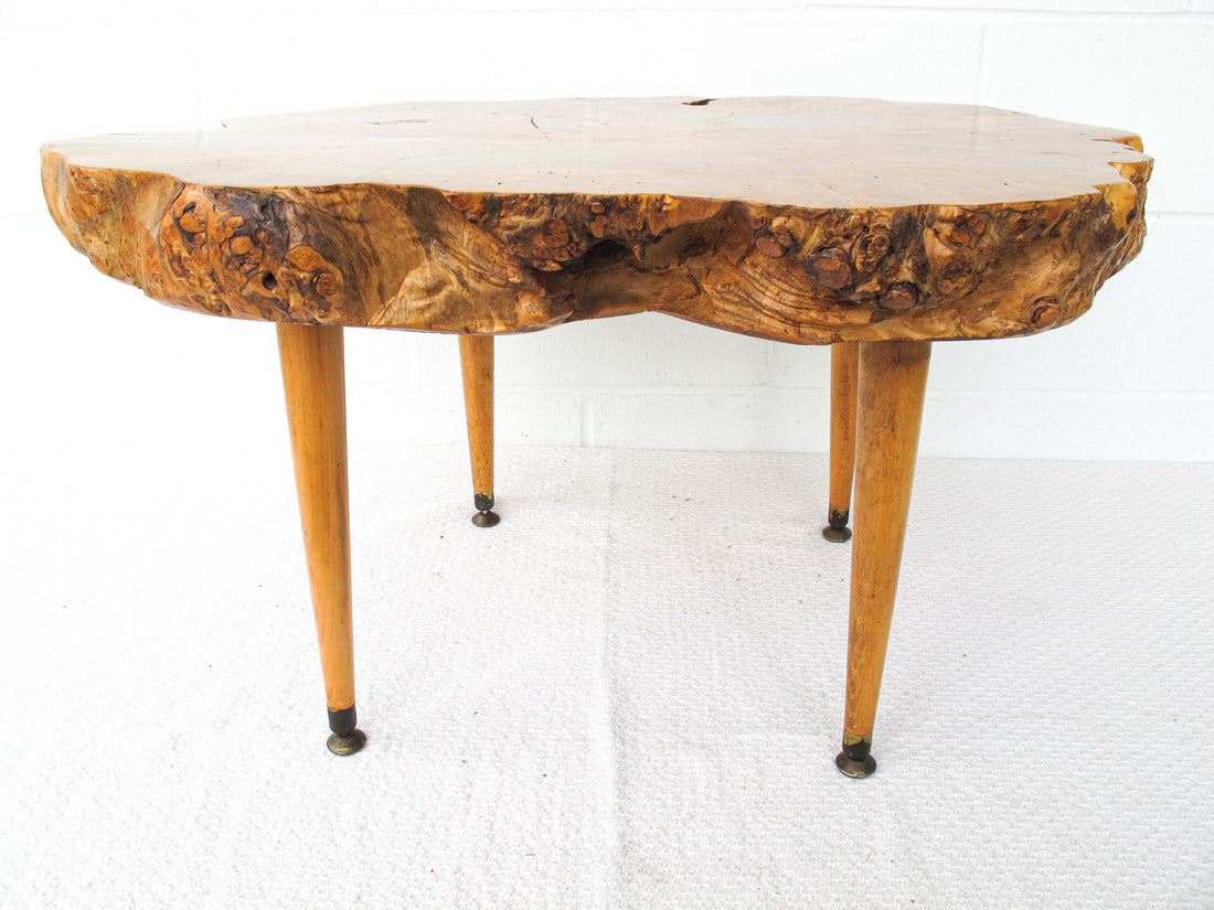 Midcentury Wood Slab Coffee Table