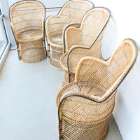 Vintage Bohemian Peacock Woven Barrel Chairs (Sold Separately)