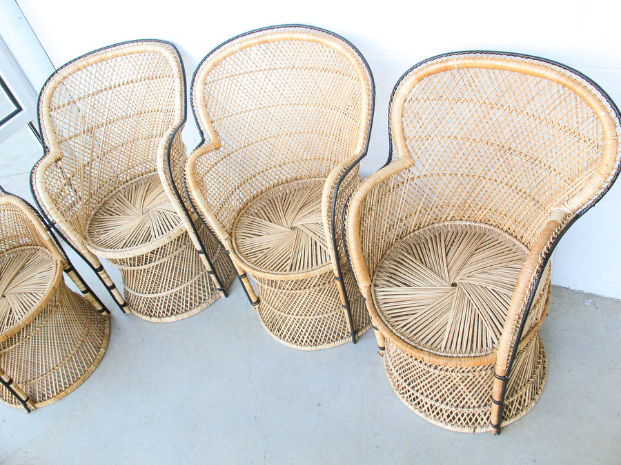 Vintage Bohemian Peacock Woven Barrel Chairs (Sold Separately)