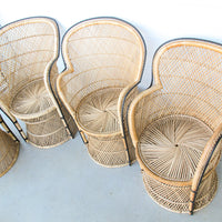 Vintage Bohemian Peacock Woven Barrel Chairs (Sold Separately)