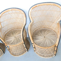 Vintage Bohemian Peacock Woven Barrel Chairs (Sold Separately)