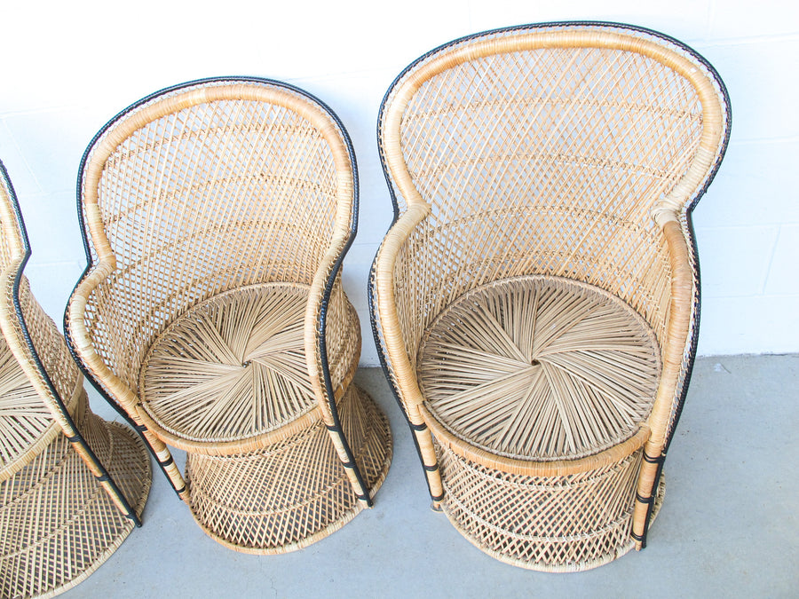 Vintage Bohemian Peacock Woven Barrel Chairs (Sold Separately)