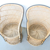 Vintage Bohemian Peacock Woven Barrel Chairs (Sold Separately)