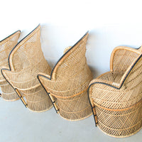 Vintage Bohemian Peacock Woven Barrel Chairs (Sold Separately)