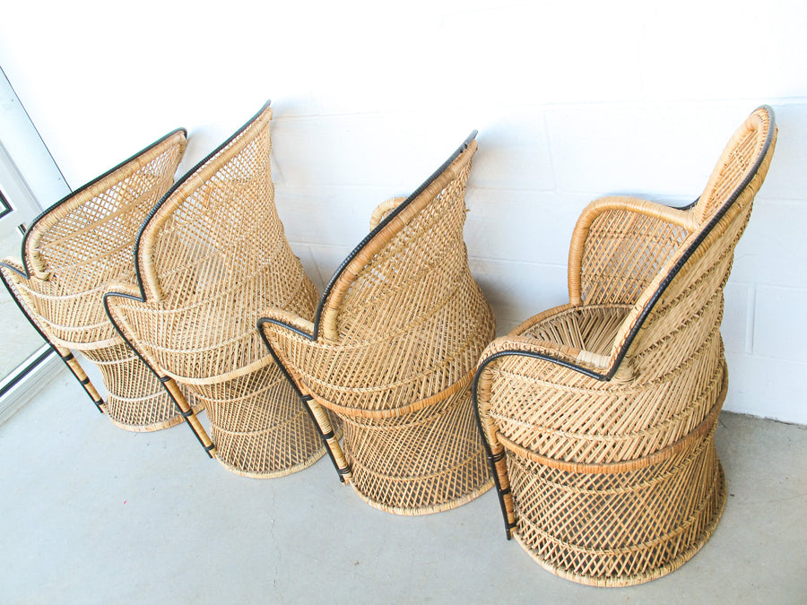 Vintage Bohemian Peacock Woven Barrel Chairs (Sold Separately)