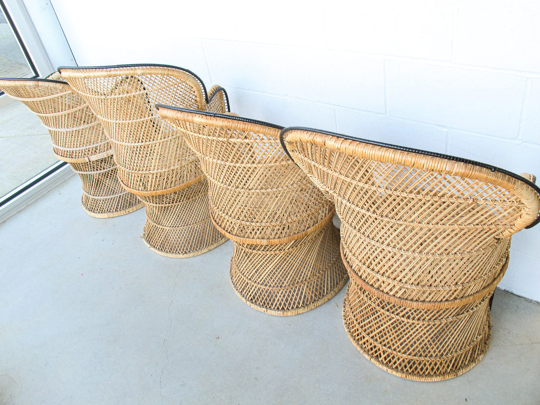 Vintage Bohemian Peacock Woven Barrel Chairs (Sold Separately)