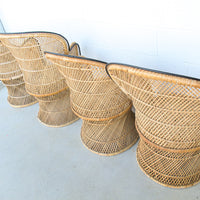 Vintage Bohemian Peacock Woven Barrel Chairs (Sold Separately)