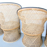 Vintage Bohemian Peacock Woven Barrel Chairs (Sold Separately)