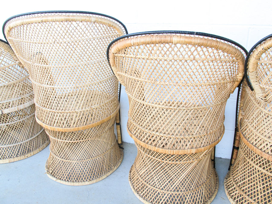 Vintage Bohemian Peacock Woven Barrel Chairs (Sold Separately)