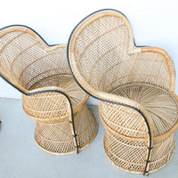 Vintage Bohemian Peacock Woven Barrel Chairs (Sold Separately)