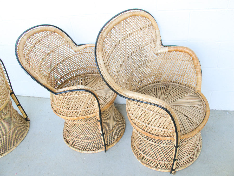 Vintage Bohemian Peacock Woven Barrel Chairs (Sold Separately)