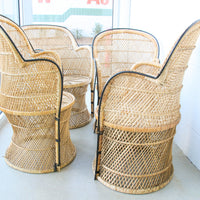 Vintage Bohemian Peacock Woven Barrel Chairs (Sold Separately)