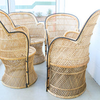 Vintage Bohemian Peacock Woven Barrel Chairs (Sold Separately)