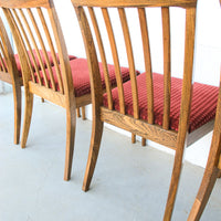 Set of 4 Midcentury Wood Dining Chairs with Upholstered Seats