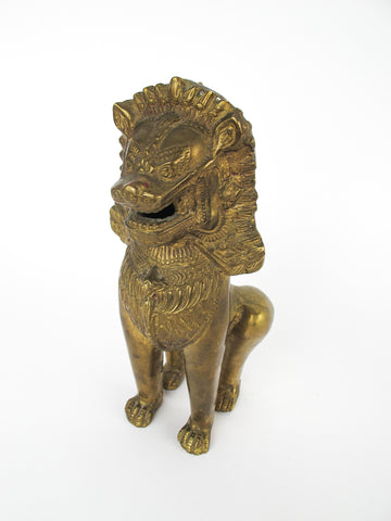 Thai Brass Lion Statue Sculpture