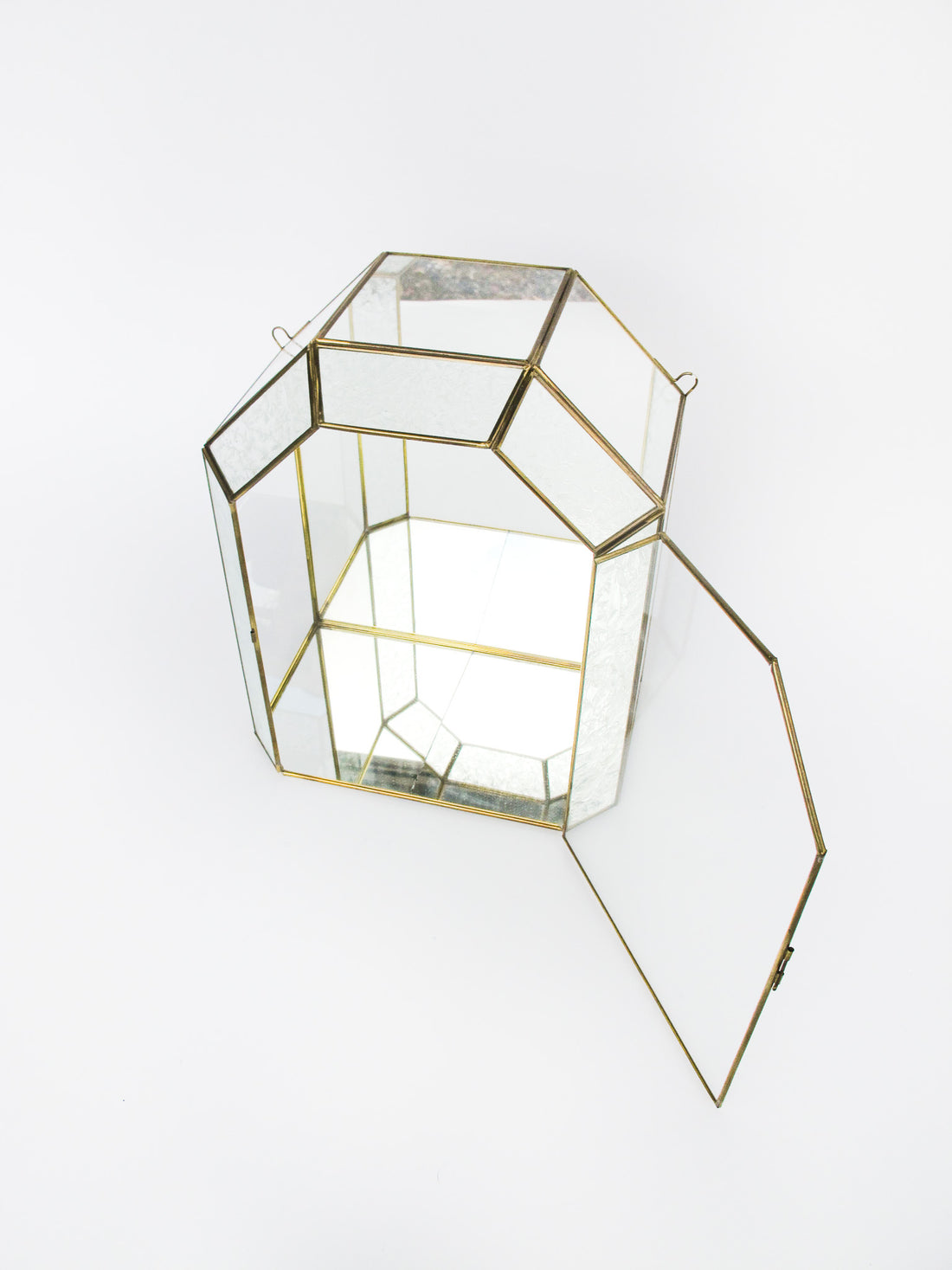 Glass and Brass Mirrored Hanging Display Boxes (Each Sold Separately)