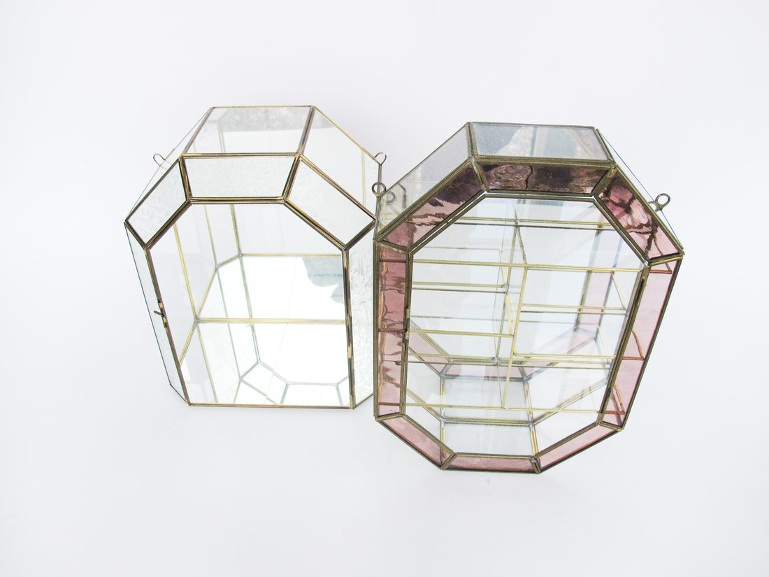 Glass and Brass Mirrored Hanging Display Boxes (Each Sold Separately)