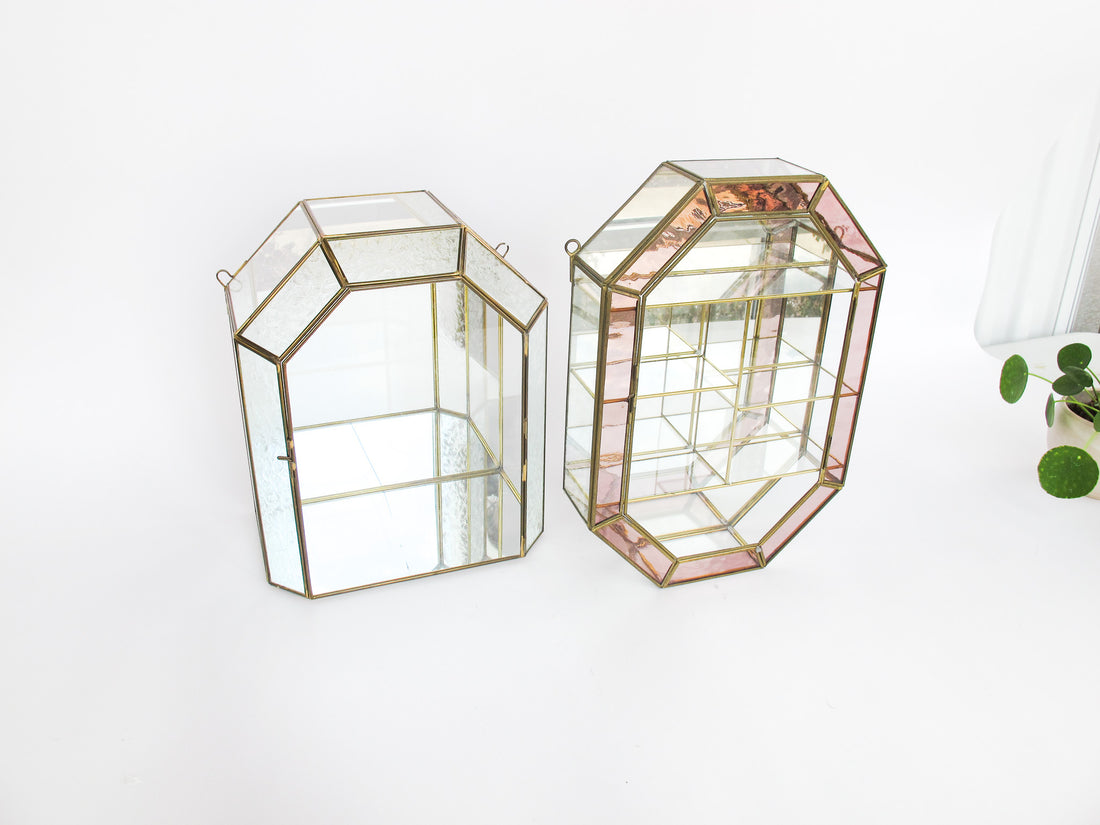 Glass and Brass Mirrored Hanging Display Boxes (Each Sold Separately)