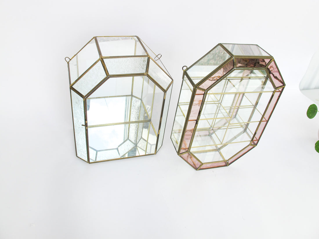 Glass and Brass Mirrored Hanging Display Boxes (Each Sold Separately)