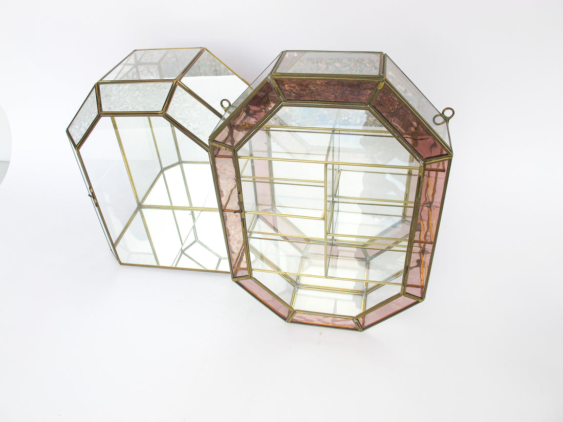 Glass and Brass Mirrored Hanging Display Boxes (Each Sold Separately)