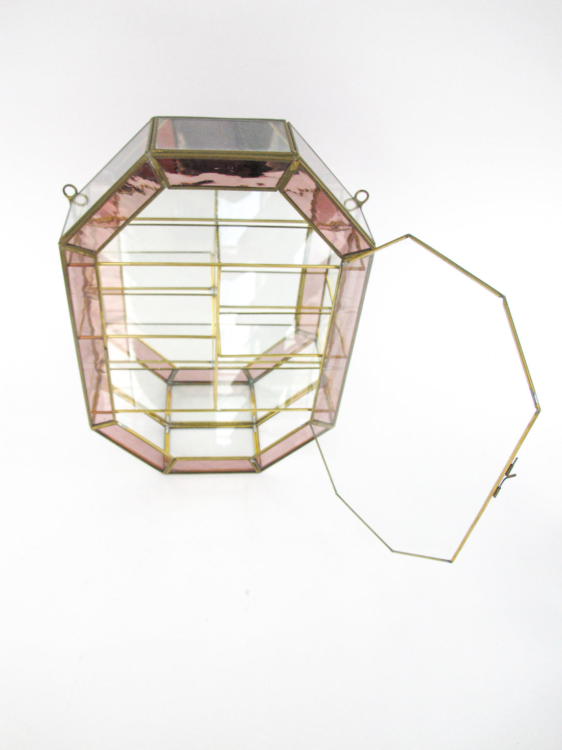 Glass and Brass Mirrored Hanging Display Boxes (Each Sold Separately)