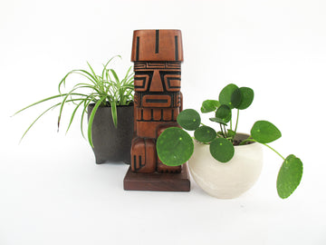 Midcentury Palm Springs Carved Wood Tiki Holder