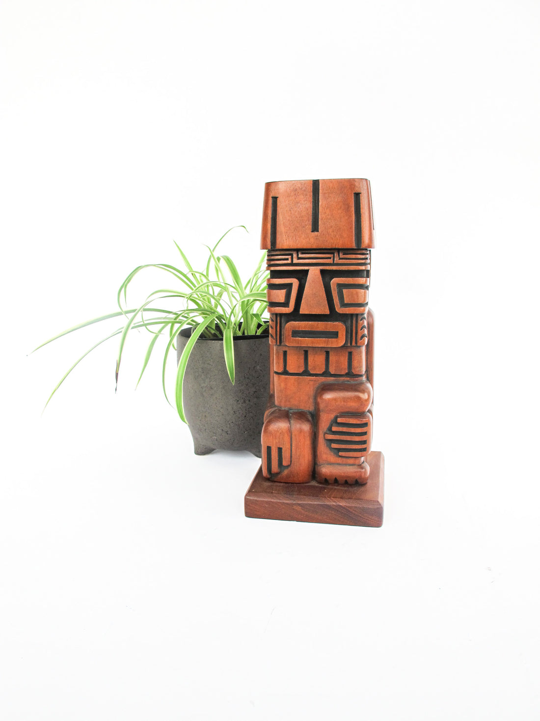 Midcentury Palm Springs Carved Wood Tiki Holder